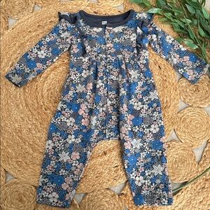 Tea Collection girls 6-9 months Ruffle One Piece Floral Jumpsuit.